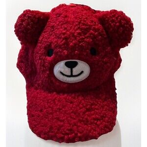 Way to Celebrate Red Sherpa Bear Baseball Cap Hat Strap back OS Adjustable